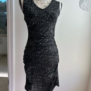 Elegant Black and White Speckled Dress